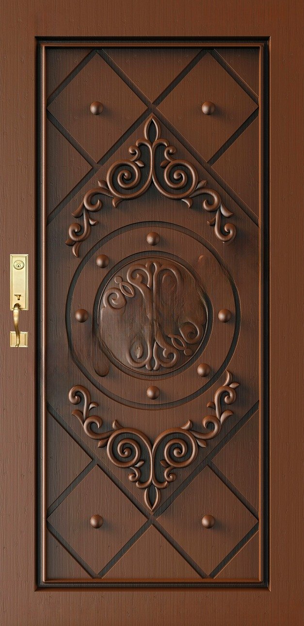 Doors - SKY-71 Classic Victorian Floral Relief Carving 3D Door Model